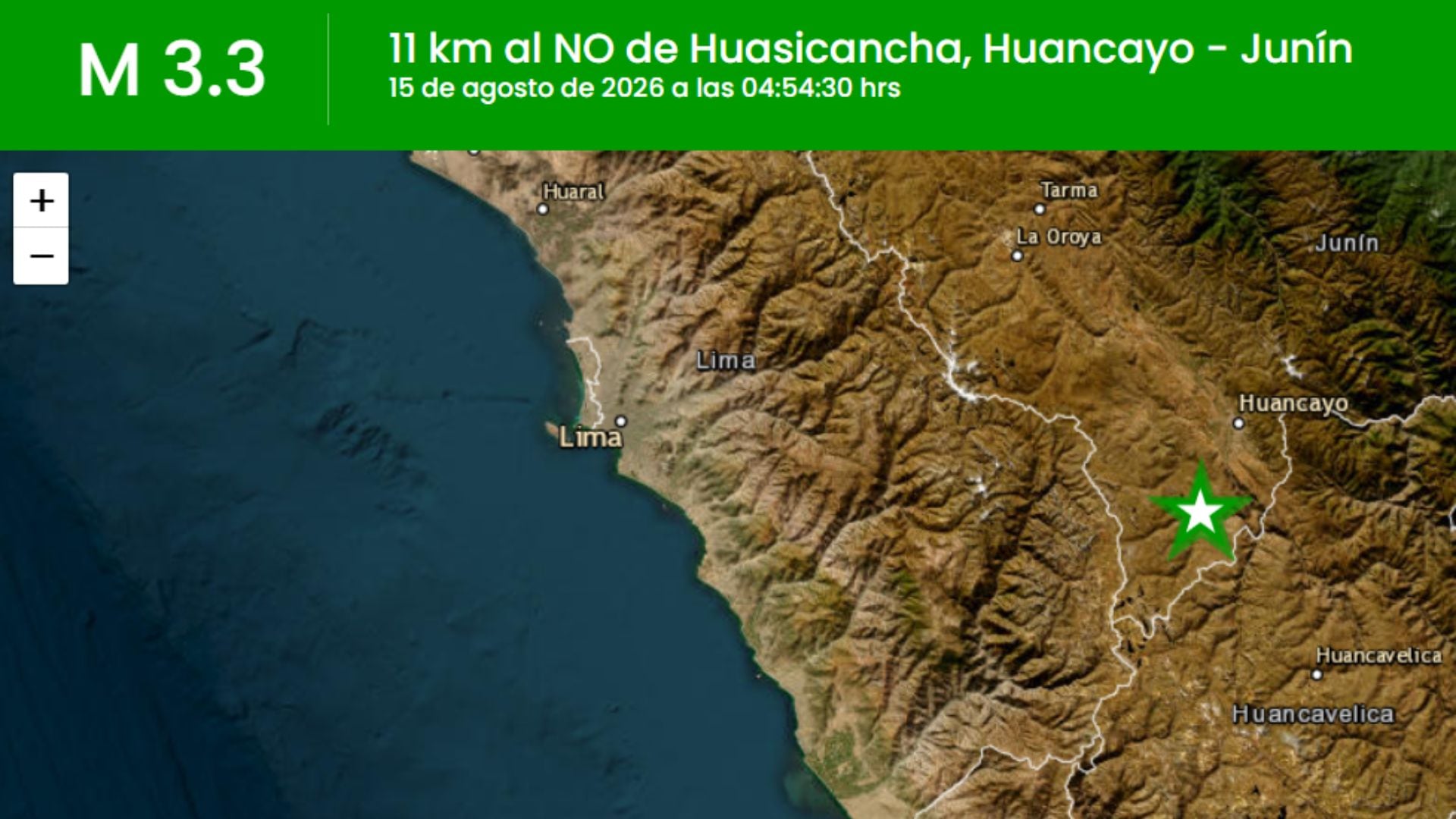 Temblor hoy en Perú EN VIVO: tres últimos sismos, epicentro y reporte del IGP del 15 de agosto de 2026