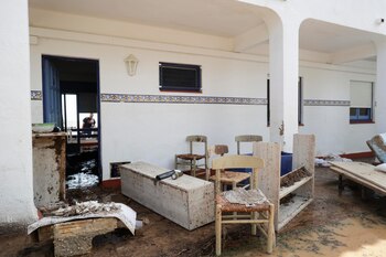 Aspecto del camping Els Alfacs (Tarragona) tras las intensas lluvias de este domingo. (Quique García/EFE)