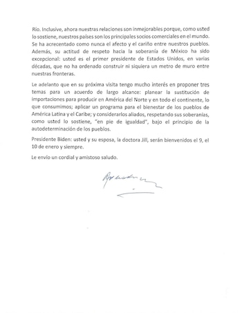 Cartas entre AMLO y Biden (Presidencia)