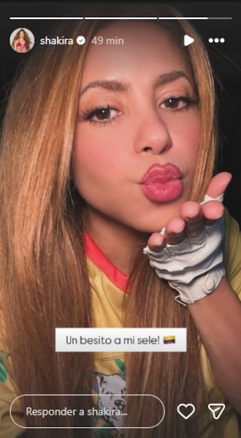 Mensagem de apoio de Shakira à seleção colombiana, antes do jogo contra Gana - crédito @shakira/Instagram
