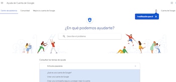 Interfaz de la página Ayuda