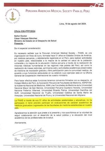 El comunicado fue publicado por