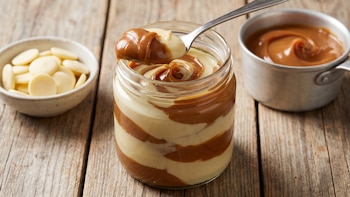 Receta de crema de chocolate blanco y dulce de leche, rápida y fácil