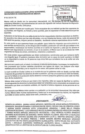 Activistas solicitan asilo para migrantes