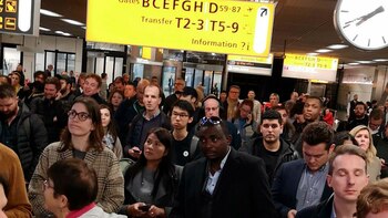 Decenas de pasajeros fueron reubicados en distintas zonas del Aeropuerto de Ámsterdam, tras la activación por error de un protocolo de emergencias