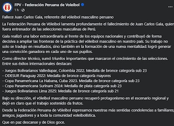 Juan Carlos Gala - Federación Peruana de Voleibol – Perú – deportes – 22 julio