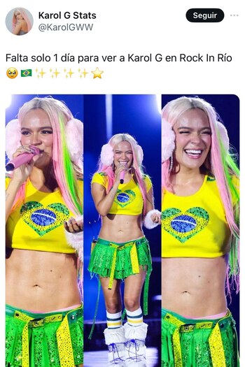 La Bichota se presentará el 20 de septiembre en Río de Janeiro - crédito @karolGWW / X