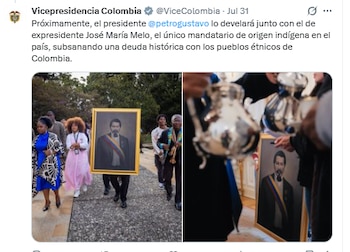 El cuadro estará expuesto en la Casa de Nariño - crédito @ViceColombia/X