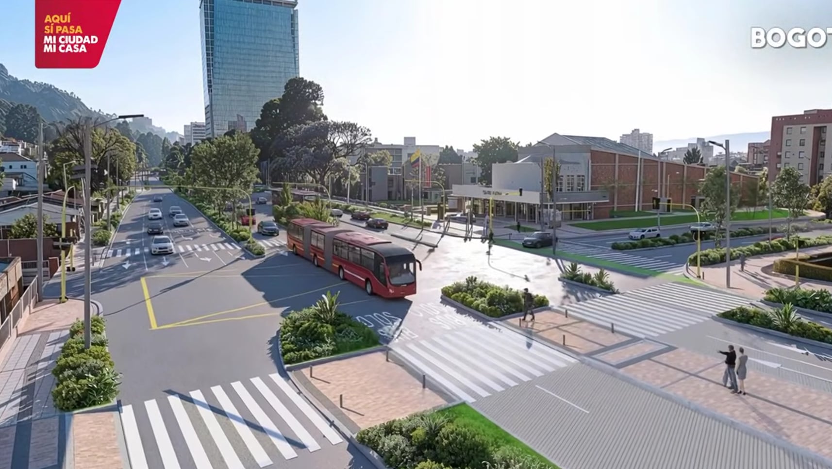 El IDU y TransMilenio se comprometen a la siembra de 4.388 nuevos árboles de especies nativas y a la inclusión de bosques urbanos en el nuevo corredor vial - crédito IDU