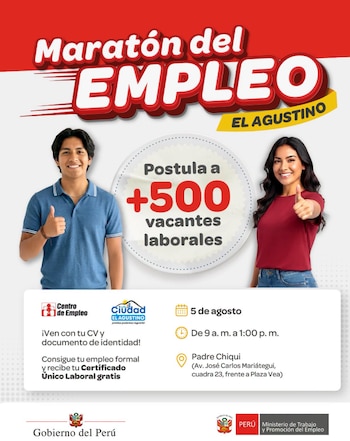 Durante la actividad también se entregará gratuitamente el CUL a los asistentes - Créditos: MTPE.