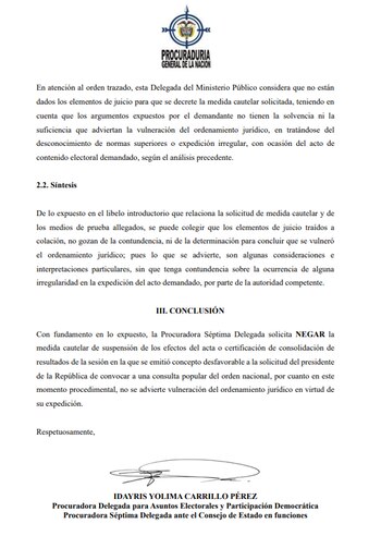 Conclusiones de la Procuraduría sobre