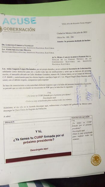 Denuncia de Adán Augusto ante INE