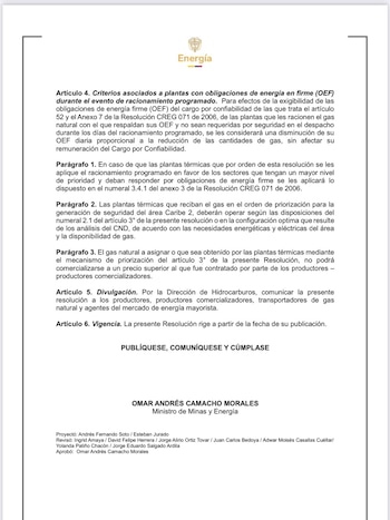 El objetivo es no afectar la demanda y cumplir con los compromisos - crédito Ministerio de Minas y Energía