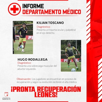 El capitán y goleador Hugo Rodallega será baja para el equipo Cardenal dirigido por Pablo Repetto en Barranquilla-crédito Jefatura de Prensa Independiente Santa Fe
