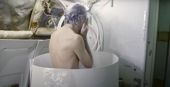 Campbell dándose una ducha. (Imagen: