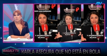 Karla Tarazona encara a Magaly Medina por opinar sobre su relación con Christian Domínguez. Captura: Magaly TV La Firme.