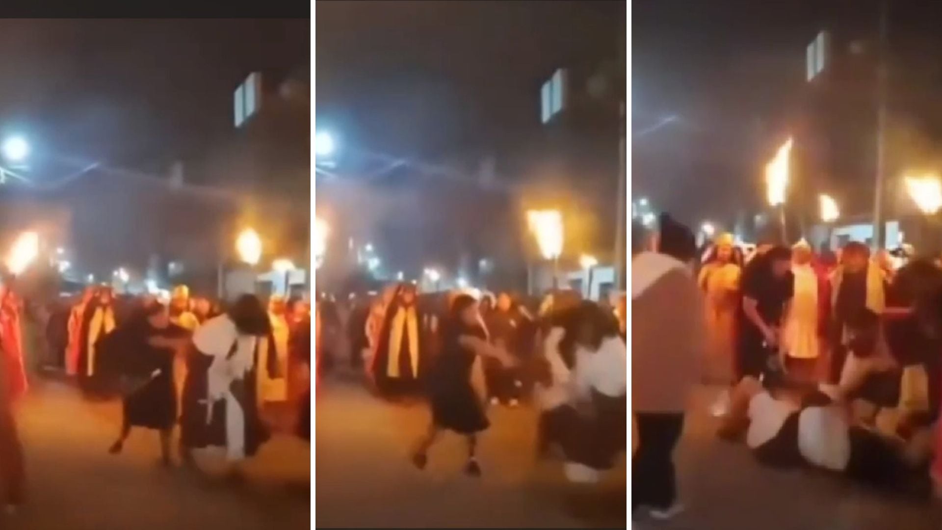 El incidente ocurrió ante decenas de asistentes durante el recorrido tradicional.