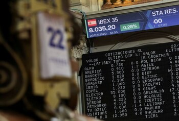 Paneles electrónicos del IBEX 35.