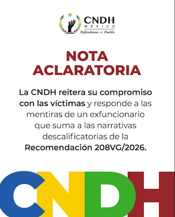 Presentación de la nota aclaratoria de la CNDH por recomendación de caso Ayotzinapa.
Crédito: CNDH