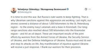 Zelensky reportó exitosos ataques ucranianos contra arsenales y depósitos rusos posteo