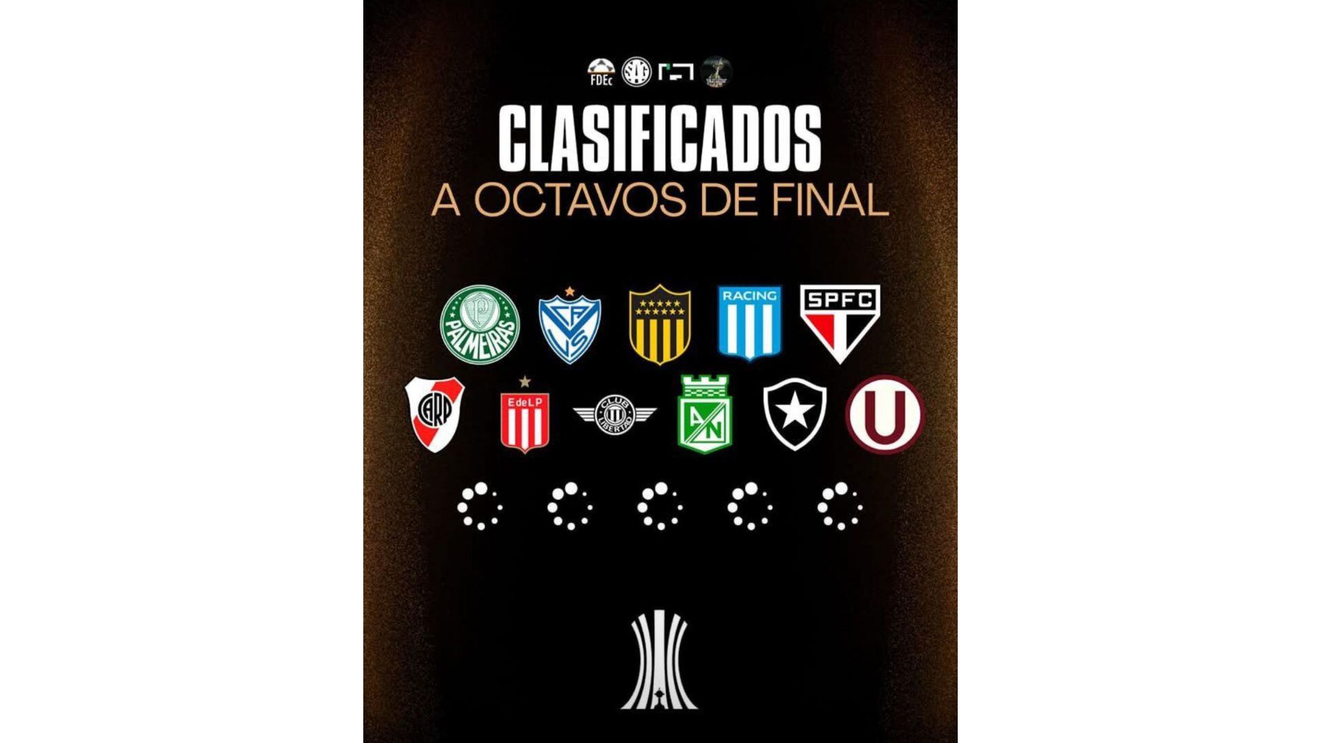 Todos los clubes clasificados a los octavos de final de la Copa Libertadores 2025 hasta el momento.