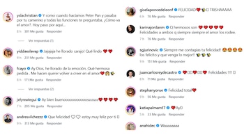 Captura de pantalla con comentarios de felicitación de cuentas verificadas en una publicación de la red social Instagram
