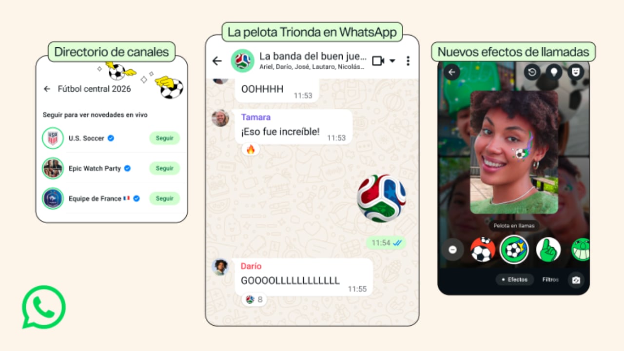 WhatsApp transformó el emoji del balón de fútbol en el diseño oficial del balón Trionda del Mundial 2026 hasta la final del 19 de julio.