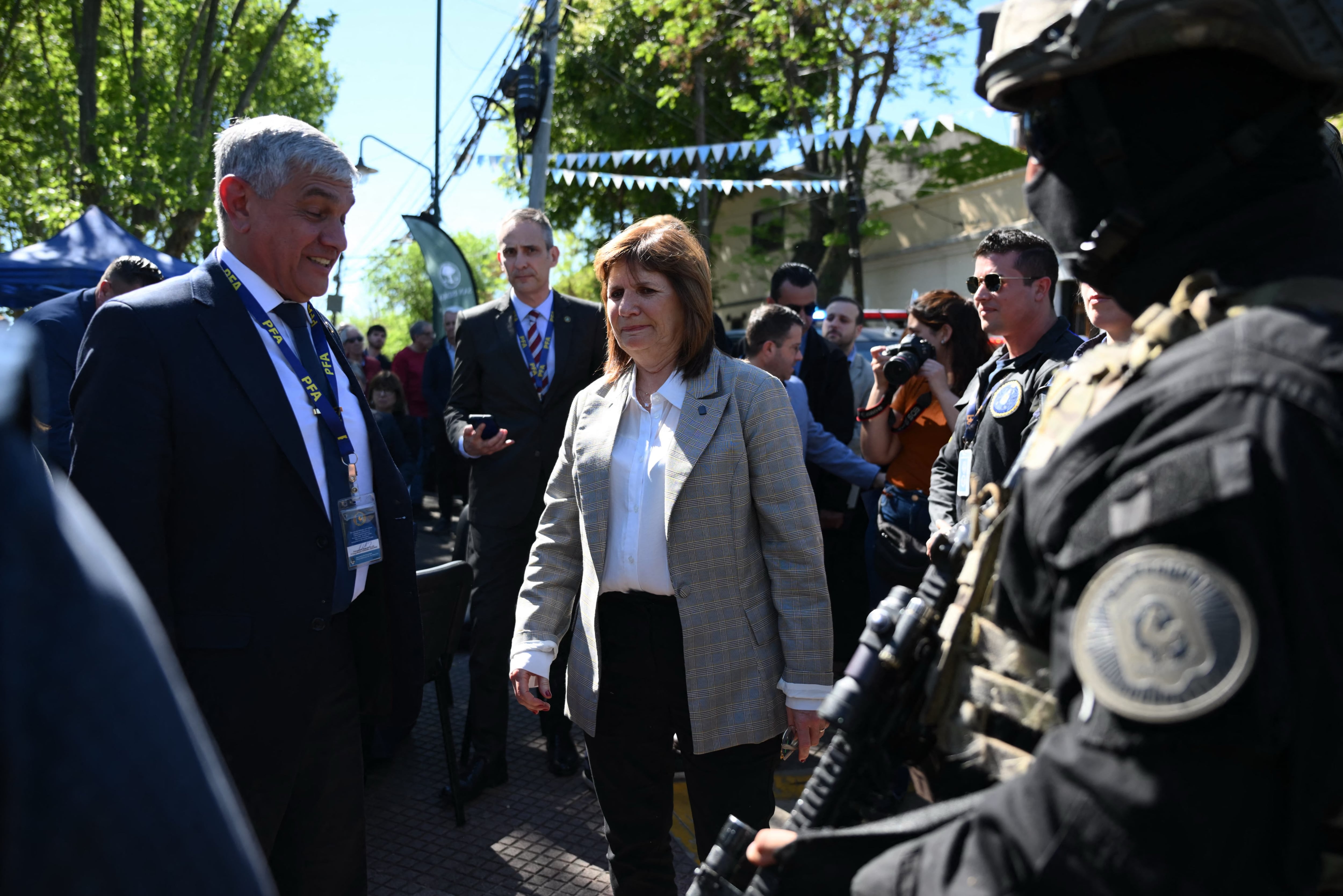 Patricia Bullrich participó en el acto (Photo by Luis ROBAYO / AFP)