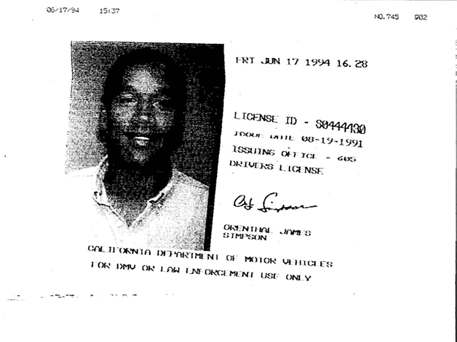 OJ Simpson, expediente del FBI