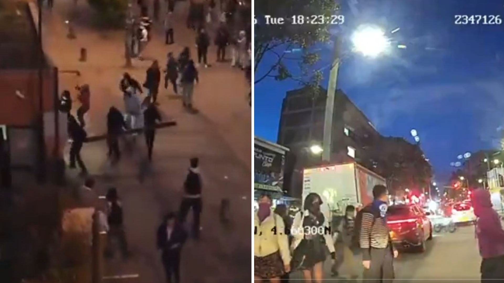 Sujetos encapuchados atacaron la Universidad Sergio Arboleda durante protestas en Bogotá - crédito Captura video/Pasa en Bogotá