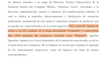 Documento judicial: el faltante de ampollas en el hospital Churruca