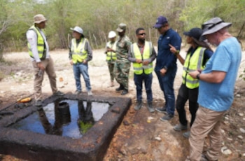La exploración incluyó catorce puntos geológicos y la cantera de Cementos Santo Domingo para analizar formaciones como Trinchera, Sombrerito, Jura, Ventura y Ocoa./ (Gobierno de República Dominicana)