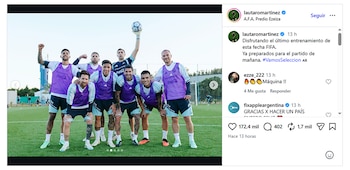 Capturas de posteos de compañeros de Selección a Messi