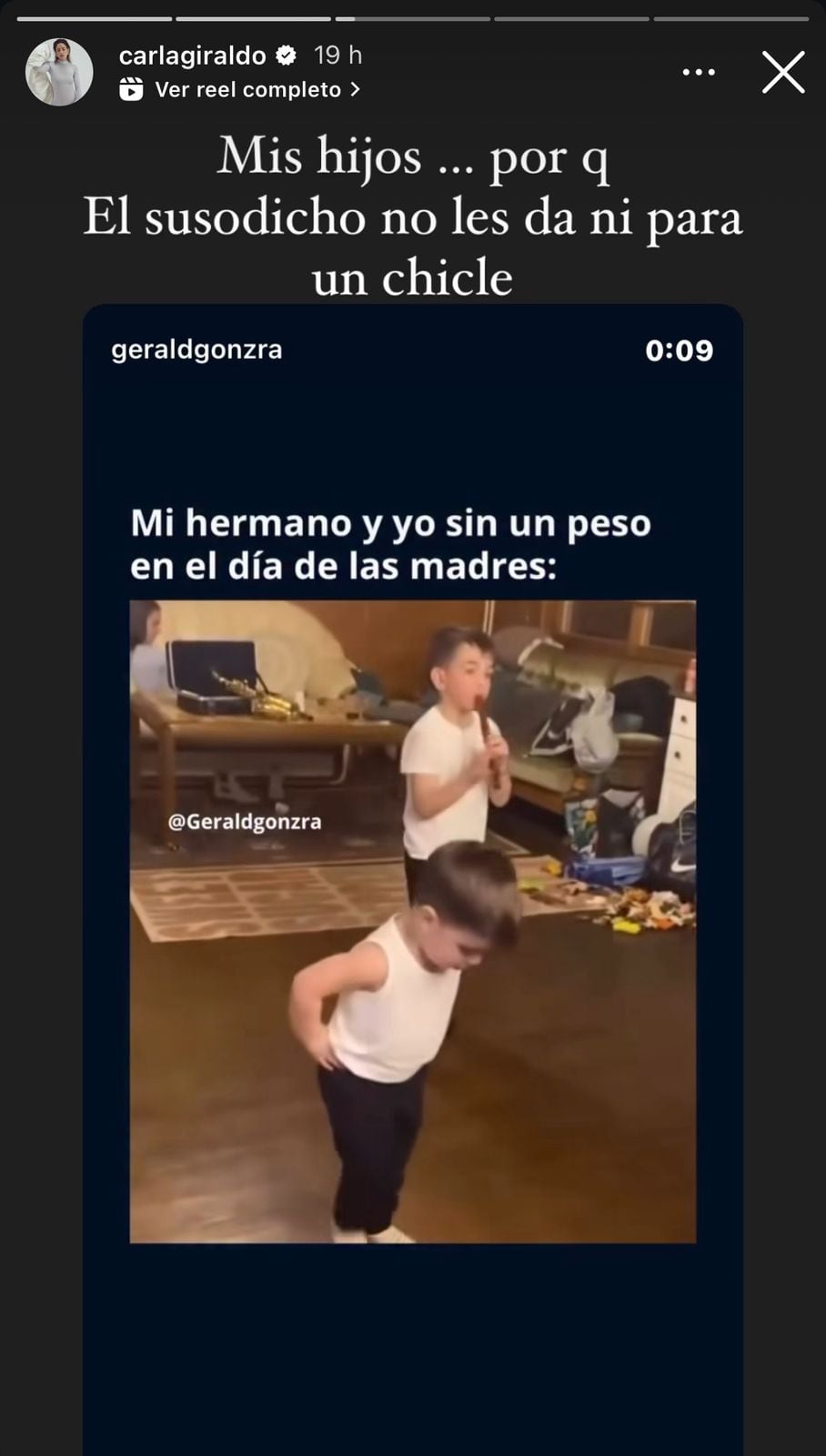 La indirecta que le habría enviado Carla Giraldo a Mauricio Fonnegra en redes sociales - crédito @carlagiraldo/IG