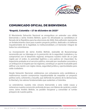 Salvación Nacional le dio su