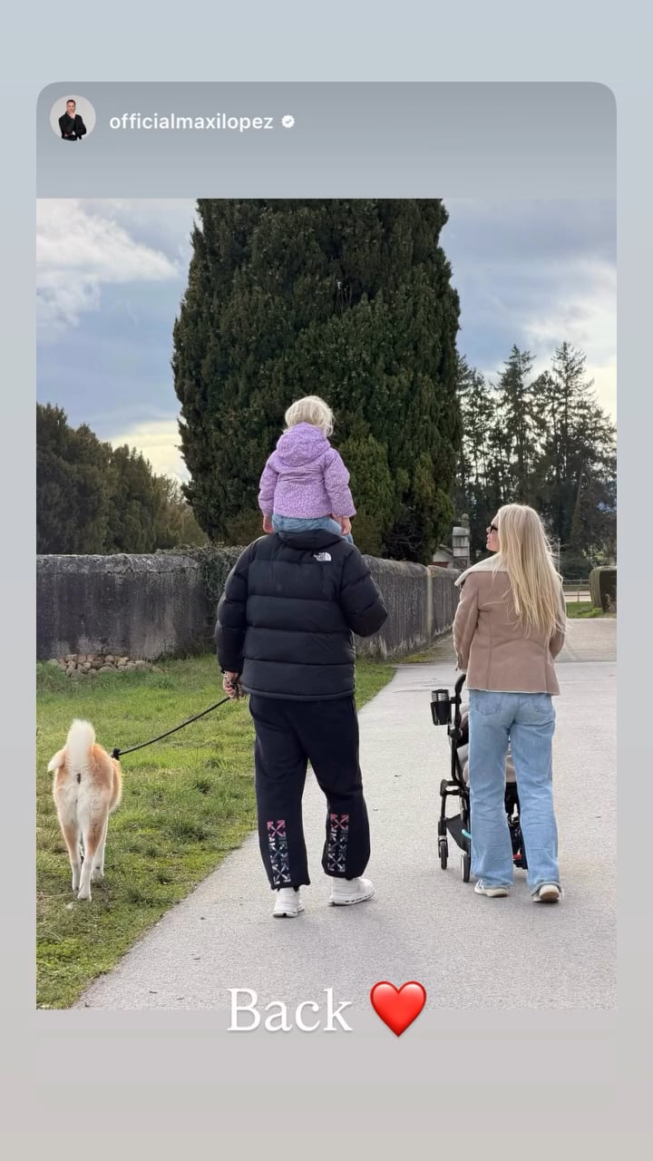 Maxi López, Daniela Christiansson y sus hijos disfrutan de un paseo al aire libre