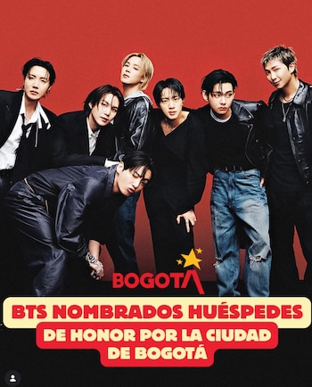 BTS recibirá la distinción de Huéspedes de Honor durante su primera visita a Colombia - crédito @visitbogota.co/ Instagram