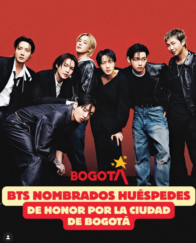 BTS recibirá la distinción de Huéspedes de Honor durante su primera visita a Colombia - crédito @visitbogota.co/ Instagram