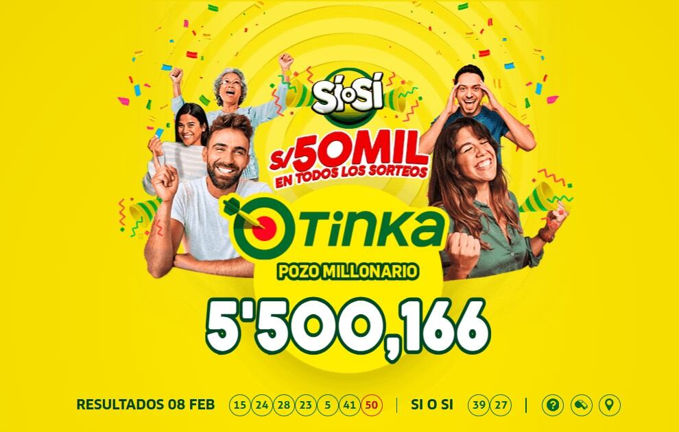 Números ganadores de La Tinka del 8 de febrero de 2026: resultado del sorteo. Infobae Perú / Captura TV - América Televisión.