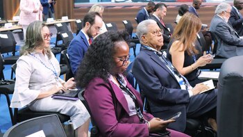 La postura presentada en la asamblea hemisférica incluye inteligencia compartida, control de armas ilegales, energías renovables, reglas para la IA y apoyo internacional frente al impacto del sargazo en el Caribe (Foto cortesía Ministerio de Relaciones Exteriores)