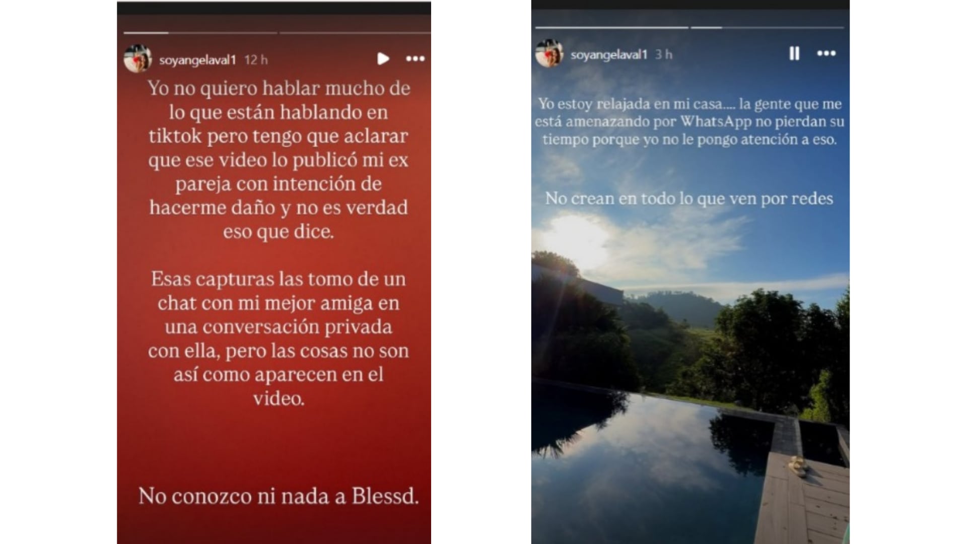 Ángela Valdivieso, la modelo implicada, negó conocer a Blessd y afirmó que el video fue publicado por su expareja con la intención de hacerle daño - crédito @soyangelaval1/ Instagram
