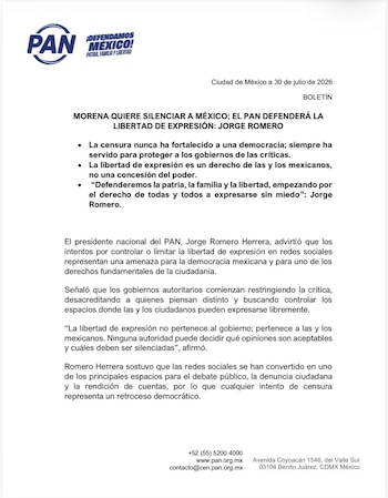 Comunicado oficial.