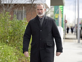 Felipe VI, durante el funeral