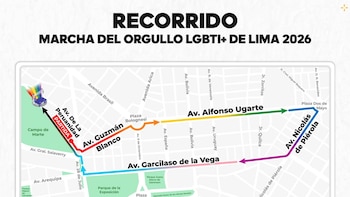 Recorrido de la Marcha del Orgullo LGBTI+ de Lima 2026. (Foto: FB/@marchadelorgullolima)