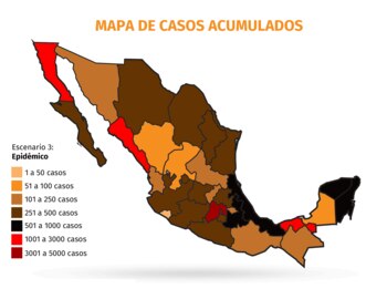 Mapa de casos acumulados coronavirus 3 de mayo 2020