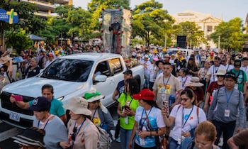 Cientos de salvadoreños participan en la novena edición del Camino de San Óscar Romero hacia Ciudad Barrios, lugar de nacimiento del santo salvadoreño./ (Camino de San Óscar Romero)