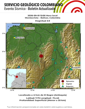 A las 12:05 a. m. se presentó un nuevo temblor en Colombia - crédito SGC