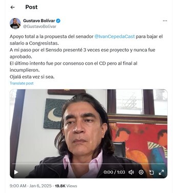 Gustavo Bolívar destaca el proyecto