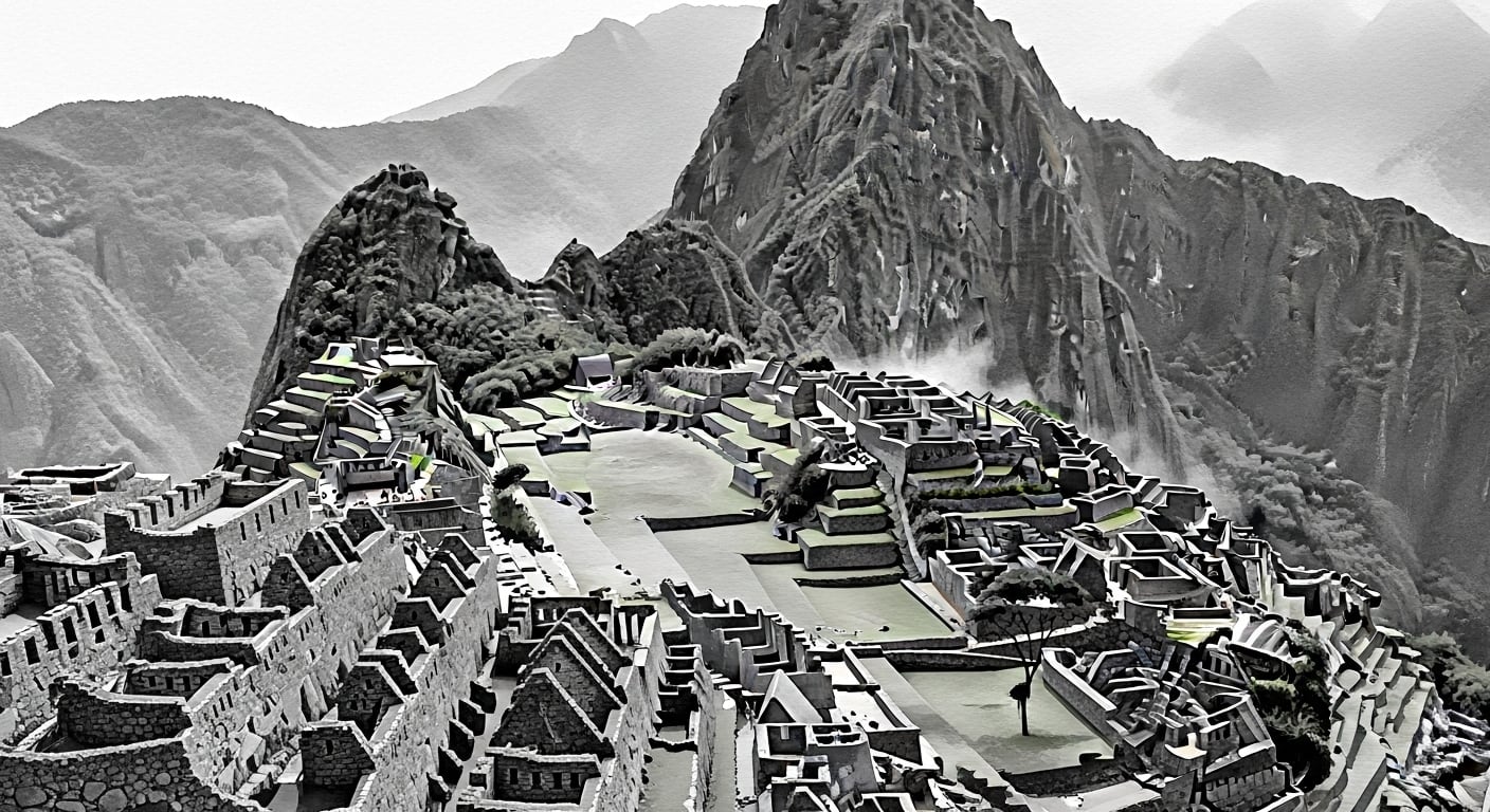 La imagen muestra una impresionante vista aérea de Machu Picchu, la antigua ciudadela inca ubicada en la región montañosa de los Andes peruanos. Rodeada de imponentes picos y envuelta en una atmósfera mística, la estructura de piedra destaca por su arquitectura milenaria y su integración con el paisaje natural. Machu Picchu es uno de los destinos turísticos más emblemáticos de Sudamérica y Patrimonio de la Humanidad por la UNESCO. (Imagen Ilustrativa Infobae)