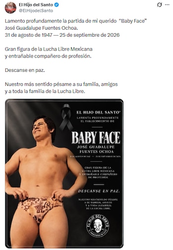Baby Face forjó su trayectoria en la lucha libre mexicana durante más de tres décadas en recintos históricos como la Arena México y el Toreo de Cuatro Caminos. (X/ @ElHijodelSanto)